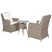 Thumbnail for 3-tlg. Bistro-Set mit Auflagen und Kissen Poly Rattan Braun