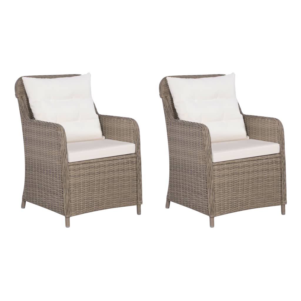 3-tlg. Bistro-Set mit Auflagen und Kissen Poly Rattan Braun