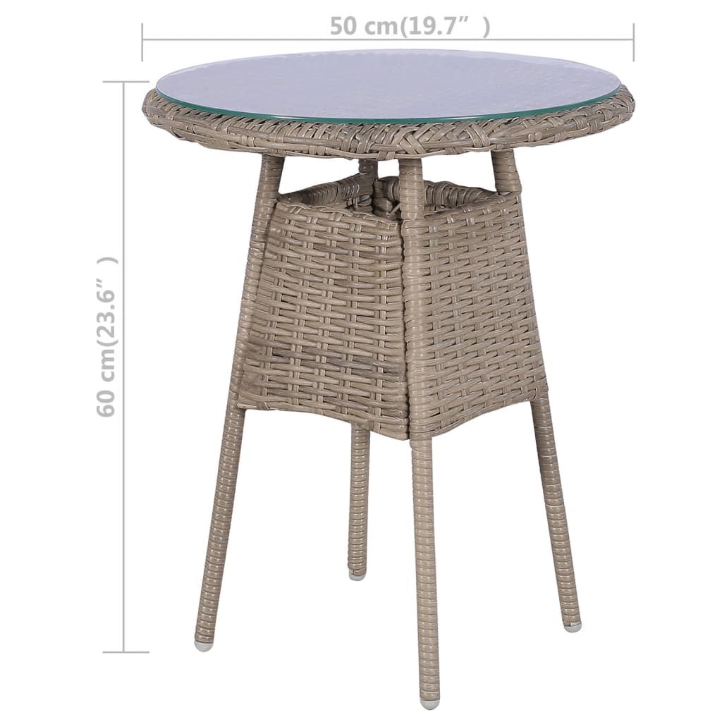 3-tlg. Bistro-Set mit Auflagen und Kissen Poly Rattan Braun
