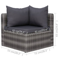 Thumbnail for Garten-Ecksofas 2 Stk. Grau Poly Rattan