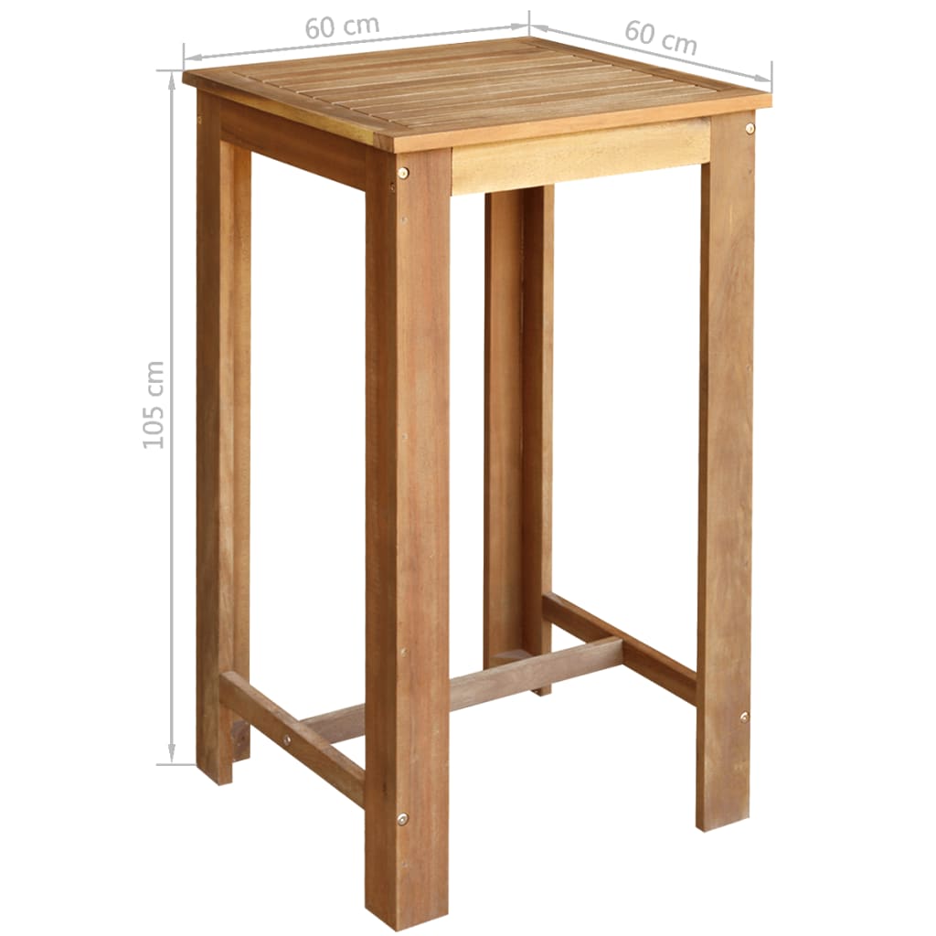 Bartisch und Stuhl-Set 3-tlg. Akazienholz Massiv