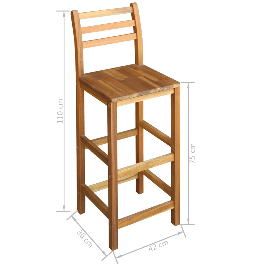 Bartisch und Stuhl-Set 3-tlg. Akazienholz Massiv