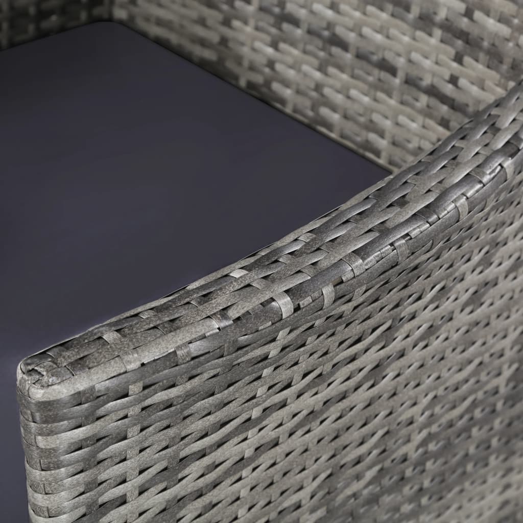 11-tlg. Garten-Essgruppe mit Auflagen Poly Rattan Grau