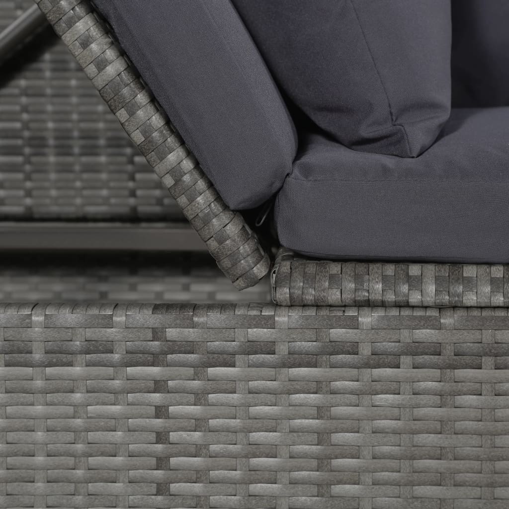 Garten-Sofabett 200x60 cm Poly Rattan Grau