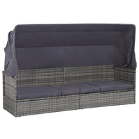Thumbnail for Gartenbett mit Baldachin Grau 205×62 cm Poly Rattan