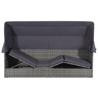 Thumbnail for Gartenbett mit Baldachin Grau 205×62 cm Poly Rattan
