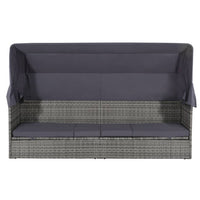 Thumbnail for Gartenbett mit Baldachin Grau 205×62 cm Poly Rattan