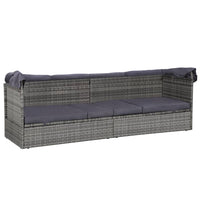 Thumbnail for Gartenbett mit Baldachin Grau 205×62 cm Poly Rattan