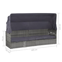 Thumbnail for Gartenbett mit Baldachin Grau 205×62 cm Poly Rattan
