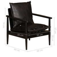 Thumbnail for Sessel Schwarz Echtleder mit Akazienholz