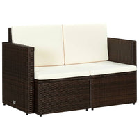 Thumbnail for 2-Sitzer-Gartensofa mit Auflagen Braun Poly Rattan