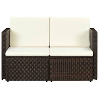 Thumbnail for 2-Sitzer-Gartensofa mit Auflagen Braun Poly Rattan