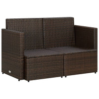 Thumbnail for 2-Sitzer-Gartensofa mit Auflagen Braun Poly Rattan