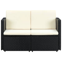Thumbnail for 2-Sitzer-Gartensofa mit Auflagen Schwarz Poly Rattan