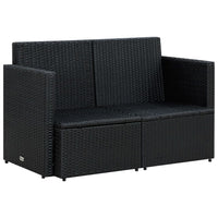 Thumbnail for 2-Sitzer-Gartensofa mit Auflagen Schwarz Poly Rattan