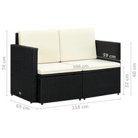 Thumbnail for 2-Sitzer-Gartensofa mit Auflagen Schwarz Poly Rattan