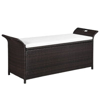 Thumbnail for Truhenbank mit Polster 138 cm Poly Rattan Braun