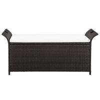 Thumbnail for Truhenbank mit Polster 138 cm Poly Rattan Braun