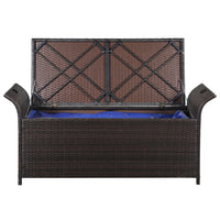 Thumbnail for Truhenbank mit Polster 138 cm Poly Rattan Braun