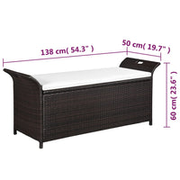 Thumbnail for Truhenbank mit Polster 138 cm Poly Rattan Braun