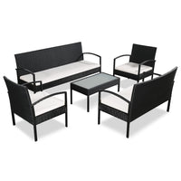 Thumbnail for 5-tlg. Garten-Lounge-Set mit Auflagen Poly Rattan Schwarz