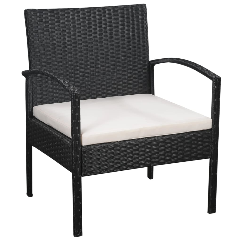5-tlg. Garten-Lounge-Set mit Auflagen Poly Rattan Schwarz