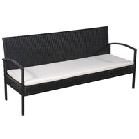 Thumbnail for 5-tlg. Garten-Lounge-Set mit Auflagen Poly Rattan Schwarz