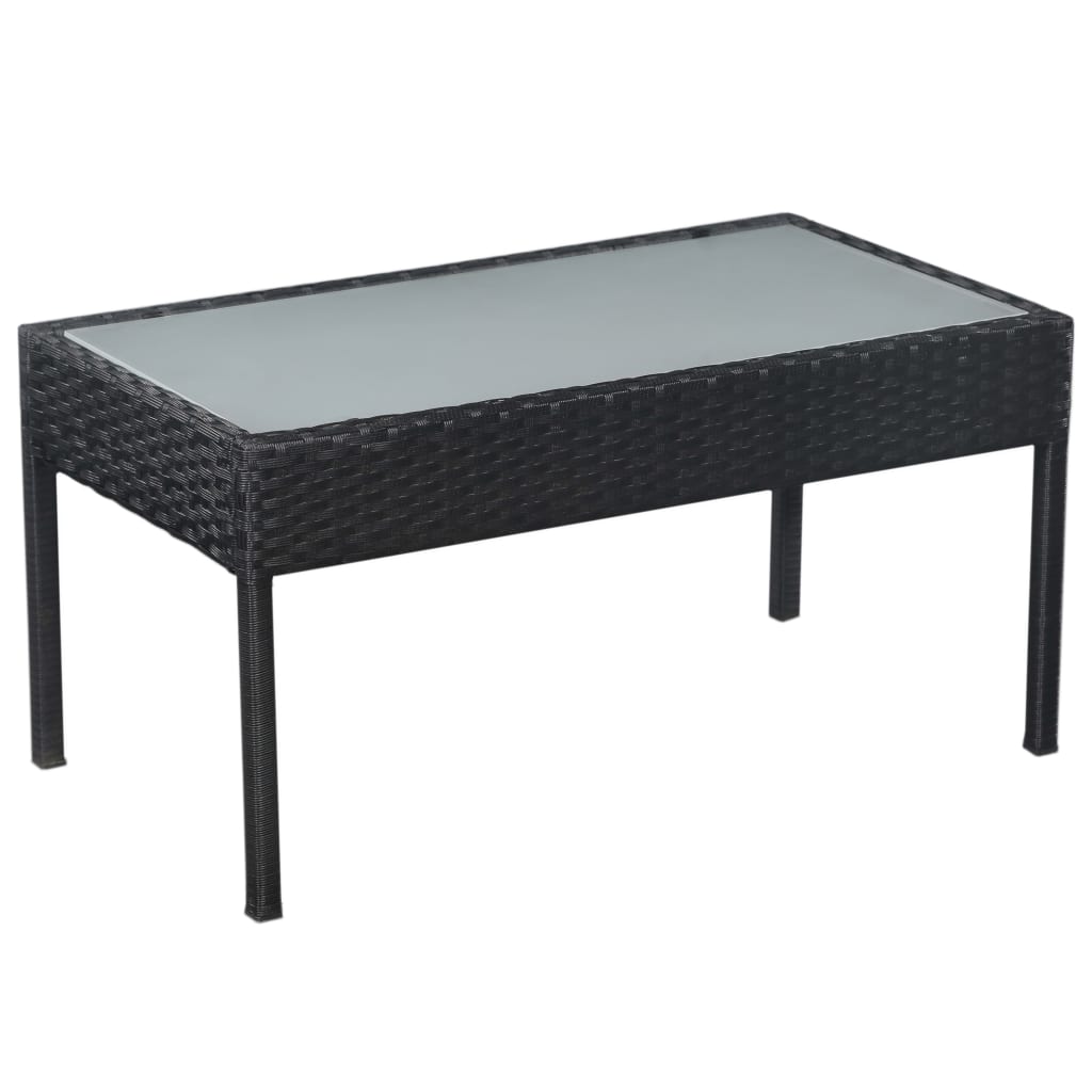 5-tlg. Garten-Lounge-Set mit Auflagen Poly Rattan Schwarz