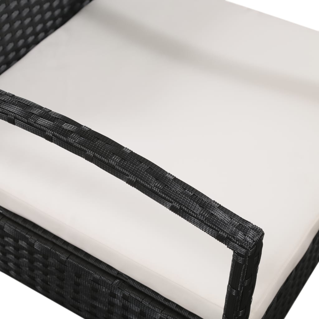 5-tlg. Garten-Lounge-Set mit Auflagen Poly Rattan Schwarz