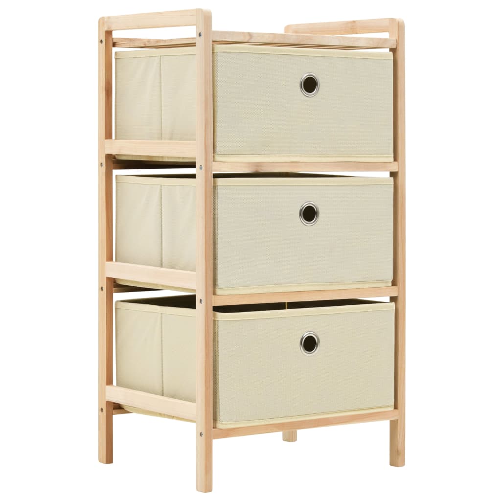 Aufbewahrungsregal mit 3 Stoff-Körben Zedernholz Beige