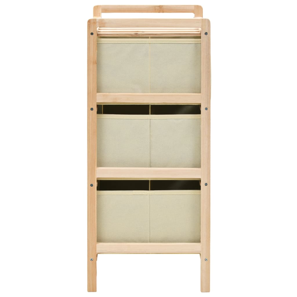 Aufbewahrungsregal mit 3 Stoff-Körben Zedernholz Beige
