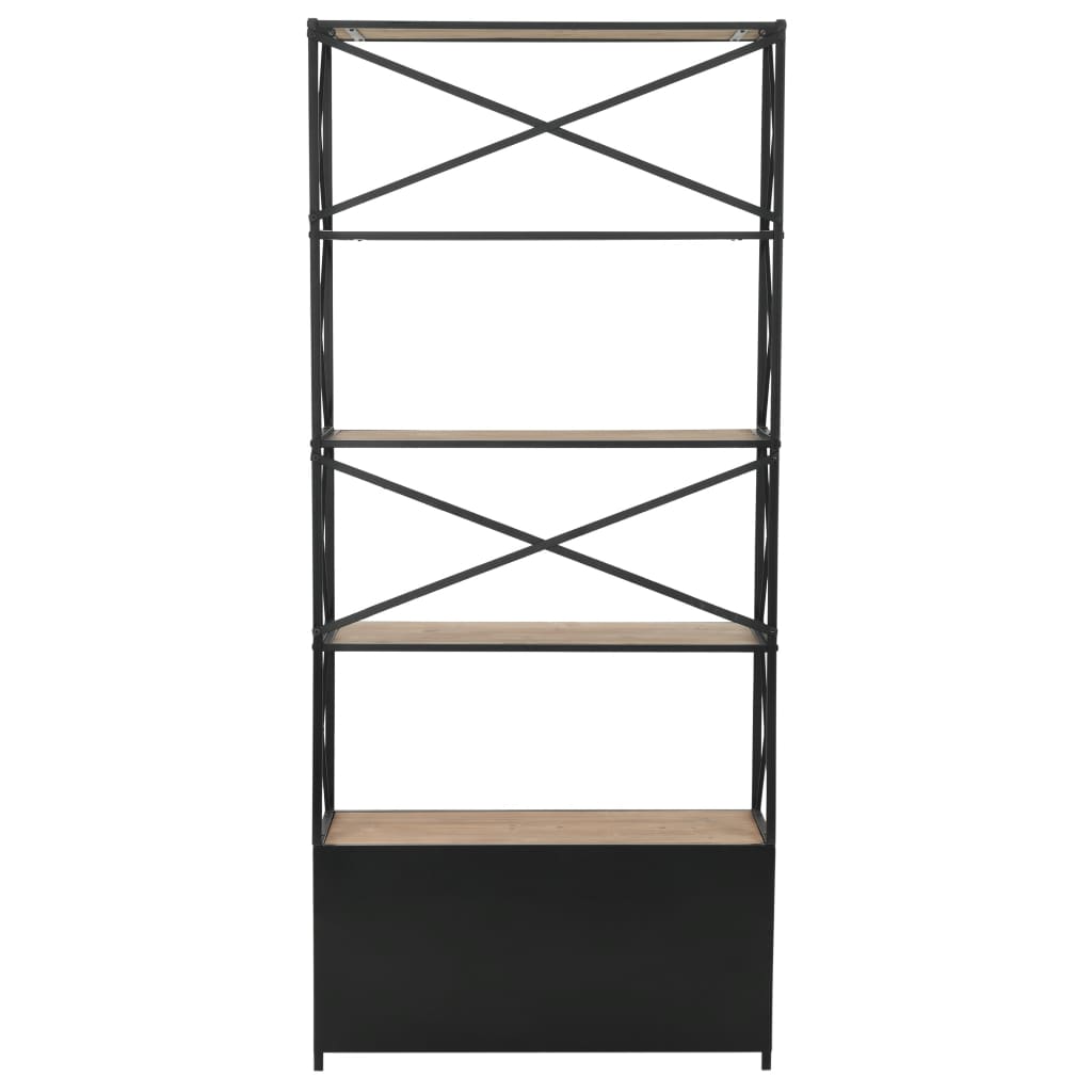 Bücherregal aus massivem Tannenholz und Stahl 80x32,5x180 cm