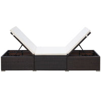 Thumbnail for Sonnenliege mit Auflage Poly Rattan Braun