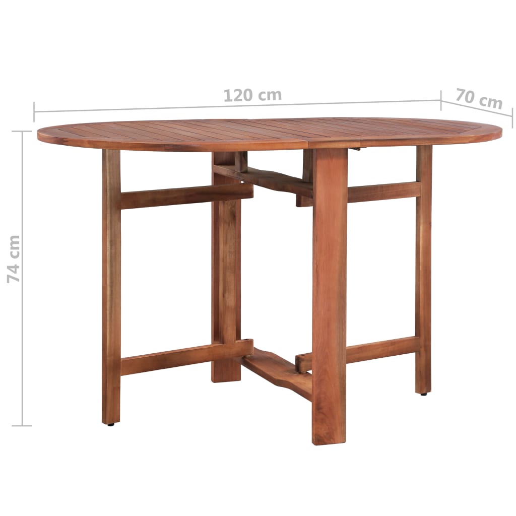Klappbarer Gartentisch 120 x 70 x 74 cm Akazienholz Massiv
