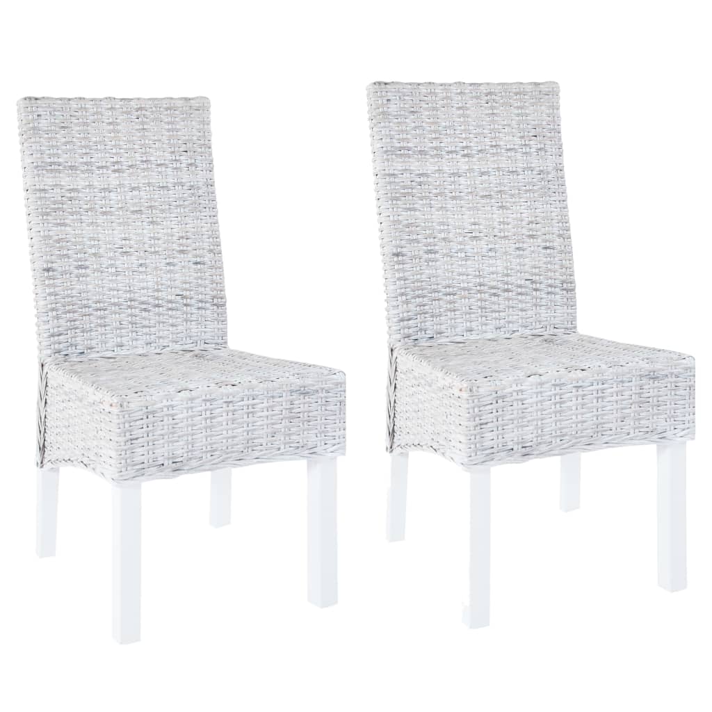 Esszimmerstühle 2 Stk. Hellbraun Kubu Rattan und Mangoholz