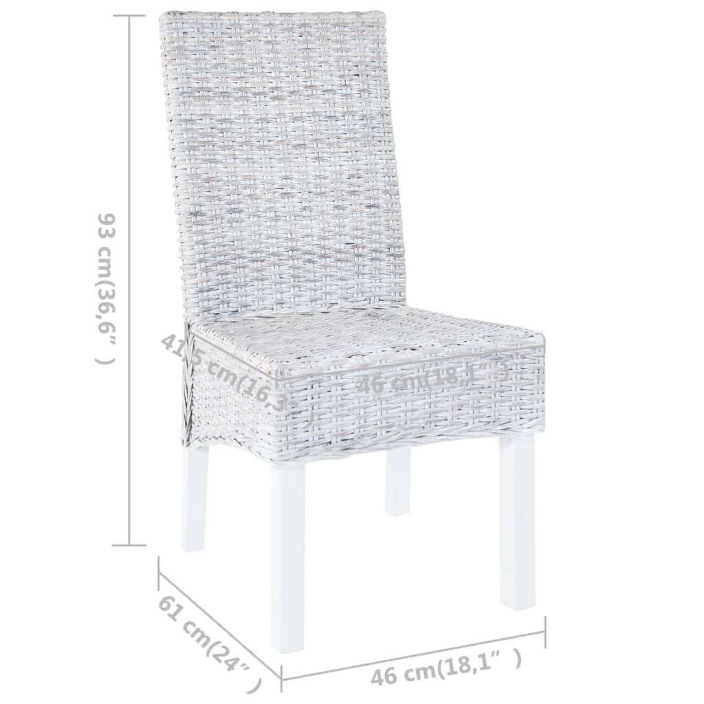 Esszimmerstühle 2 Stk. Hellbraun Kubu Rattan und Mangoholz