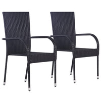Thumbnail for Stapelbare Gartenstühle 2 Stk. Poly Rattan Schwarz
