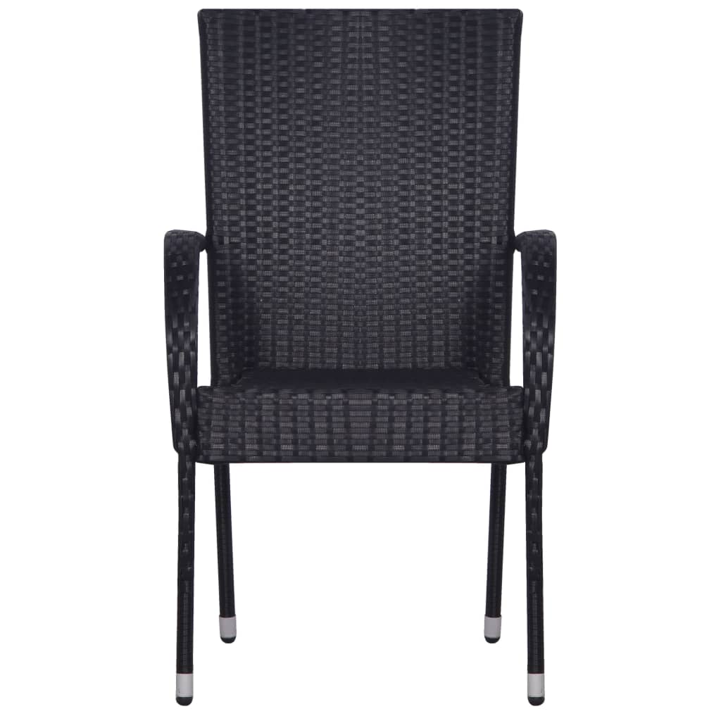 Stapelbare Gartenstühle 2 Stk. Poly Rattan Schwarz