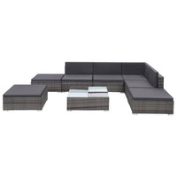 Thumbnail for 8-tlg. Garten-Lounge-Set mit Auflagen Poly Rattan Grau