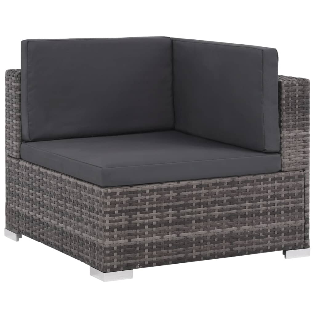8-tlg. Garten-Lounge-Set mit Auflagen Poly Rattan Grau