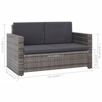 Thumbnail for 2-tlg. Garten-Lounge-Set mit Auflagen Poly Rattan Grau