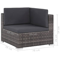 Thumbnail for 12-tlg. Garten-Lounge-Set mit Auflagen Poly Rattan Grau