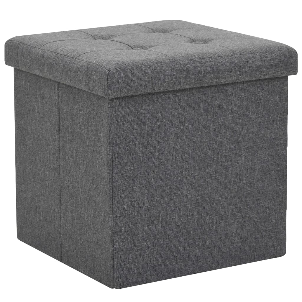 Hocker mit Stauraum Dunkelgrau Leinenoptik