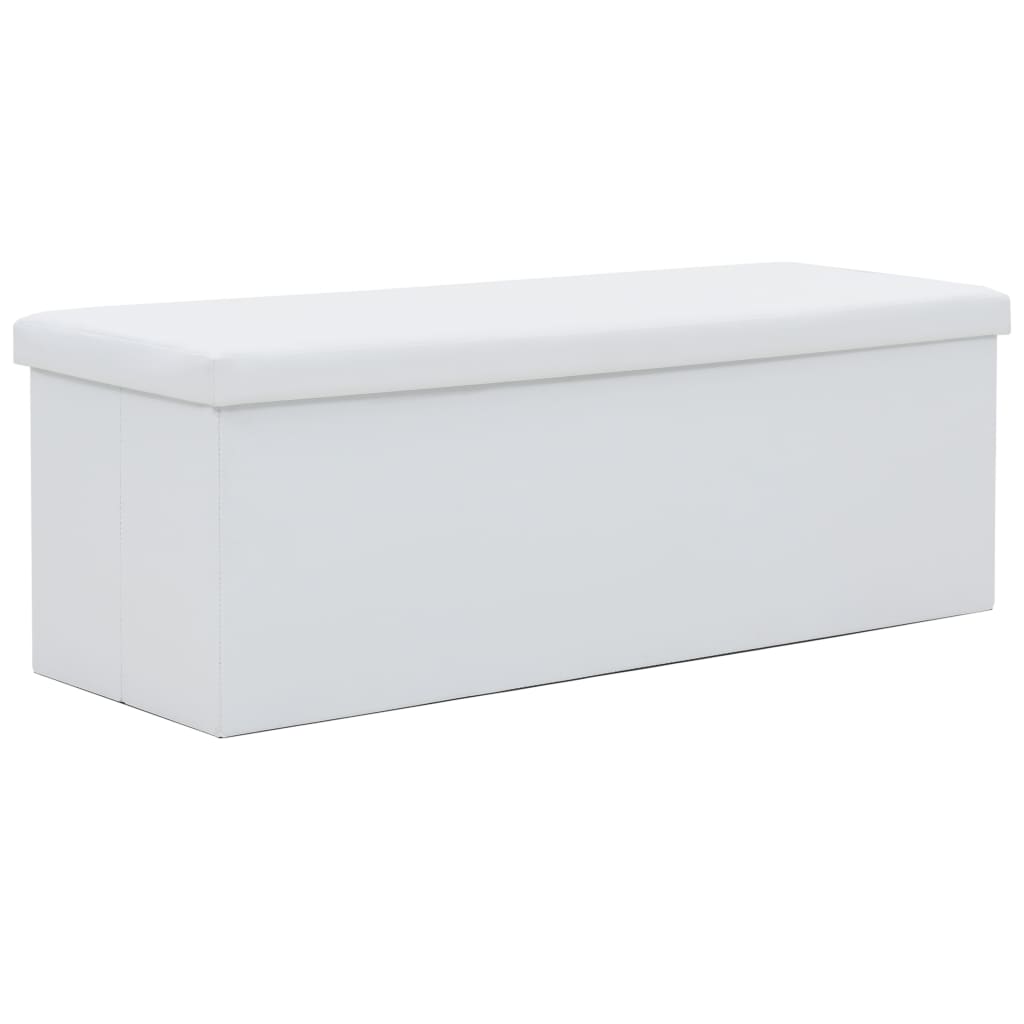 Faltbare Sitzbank Kunstleder 110×38×38 cm Weiß