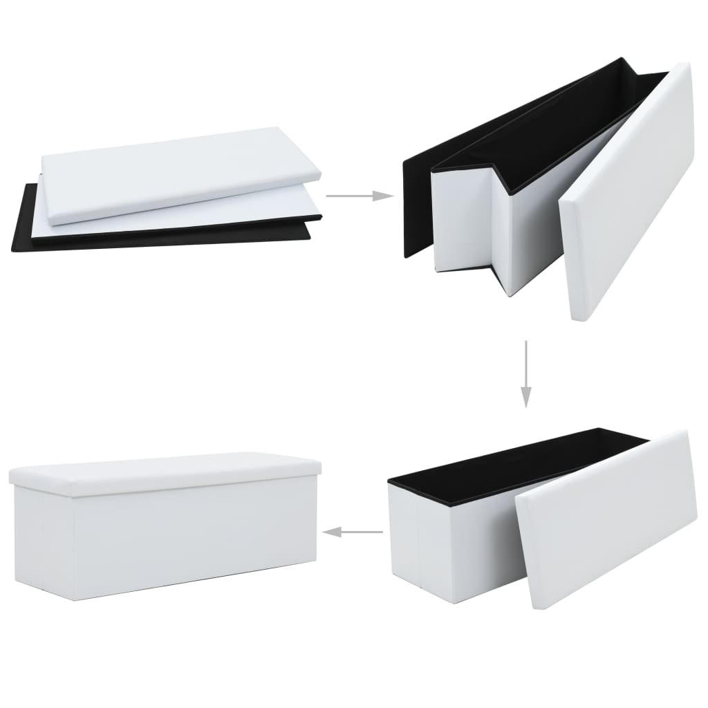 Faltbare Sitzbank Kunstleder 110×38×38 cm Weiß