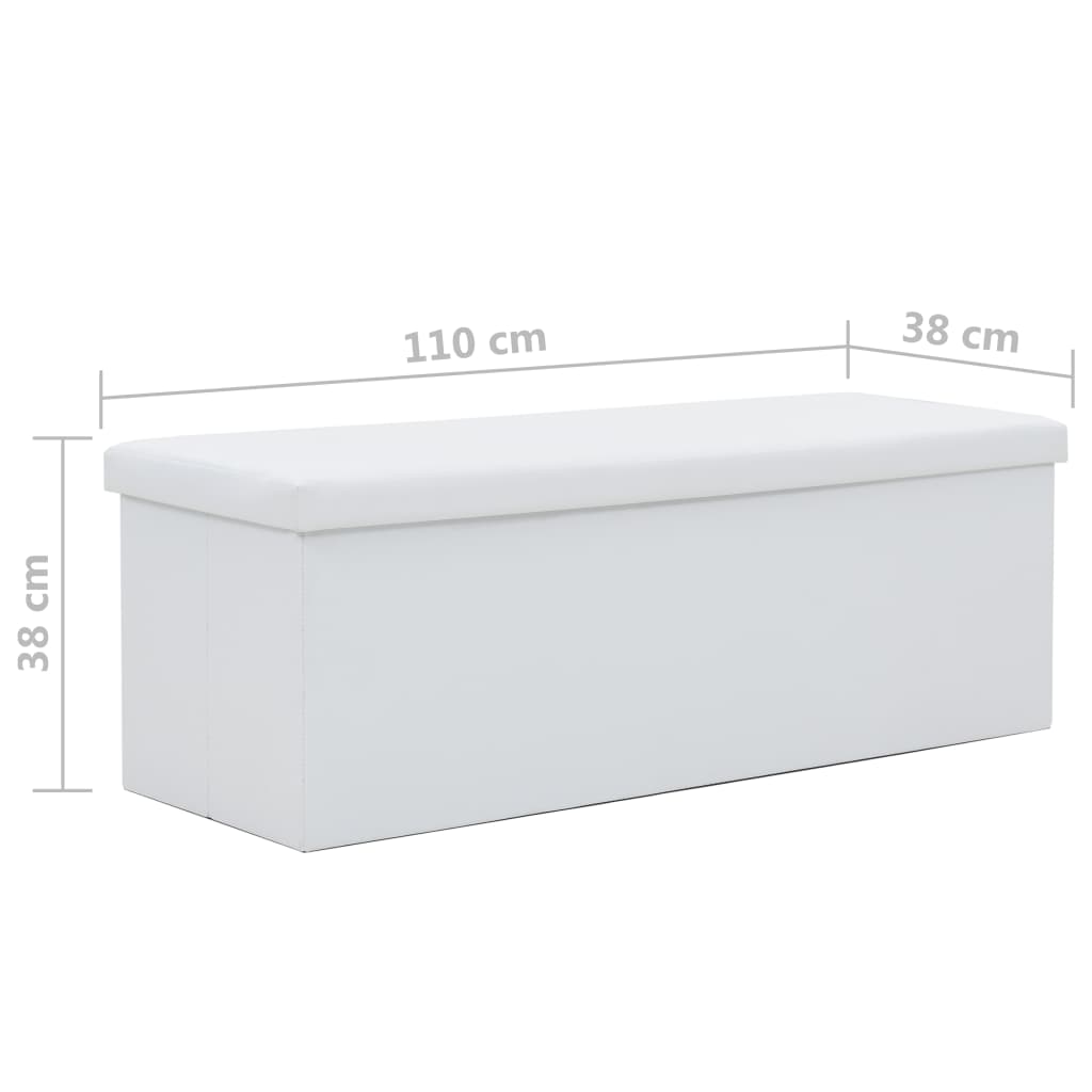 Faltbare Sitzbank Kunstleder 110×38×38 cm Weiß