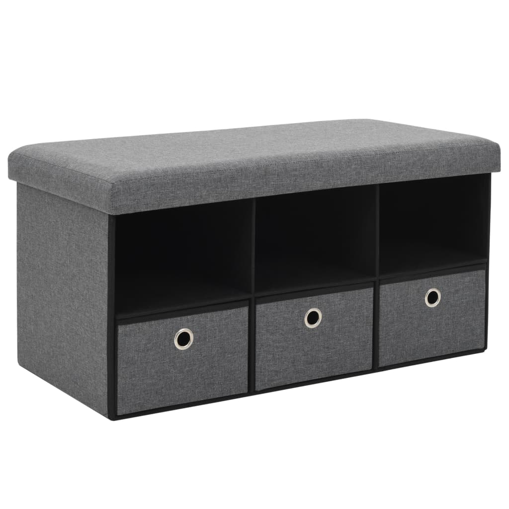 Faltbare Sitzbank Leinenoptik 76×38×38 cm Dunkelgrau