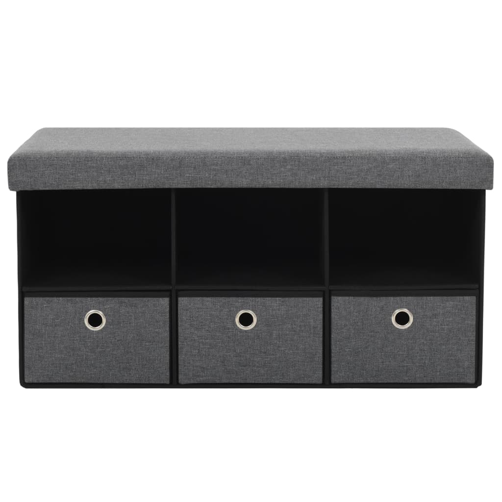 Faltbare Sitzbank Leinenoptik 76×38×38 cm Dunkelgrau