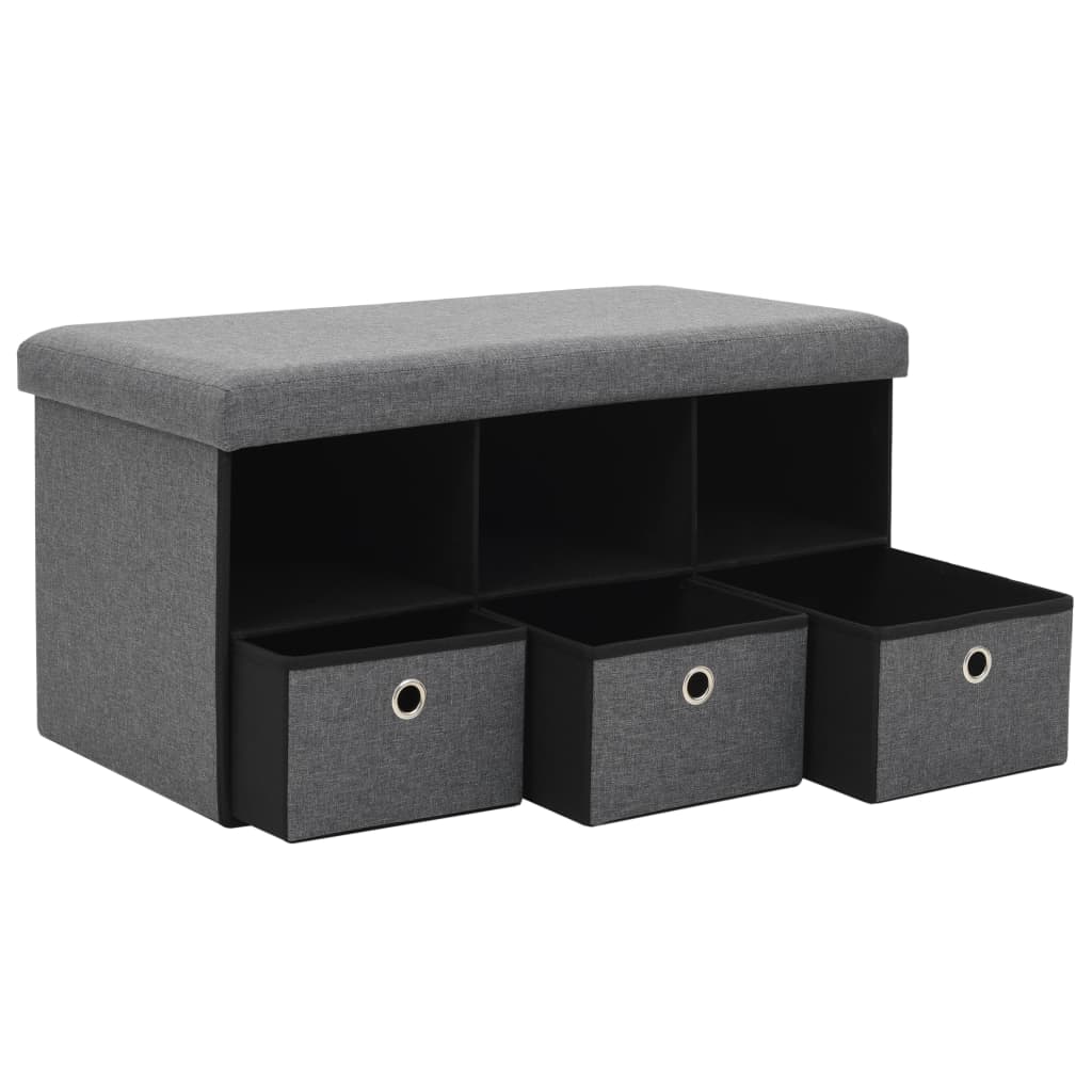 Faltbare Sitzbank Leinenoptik 76×38×38 cm Dunkelgrau