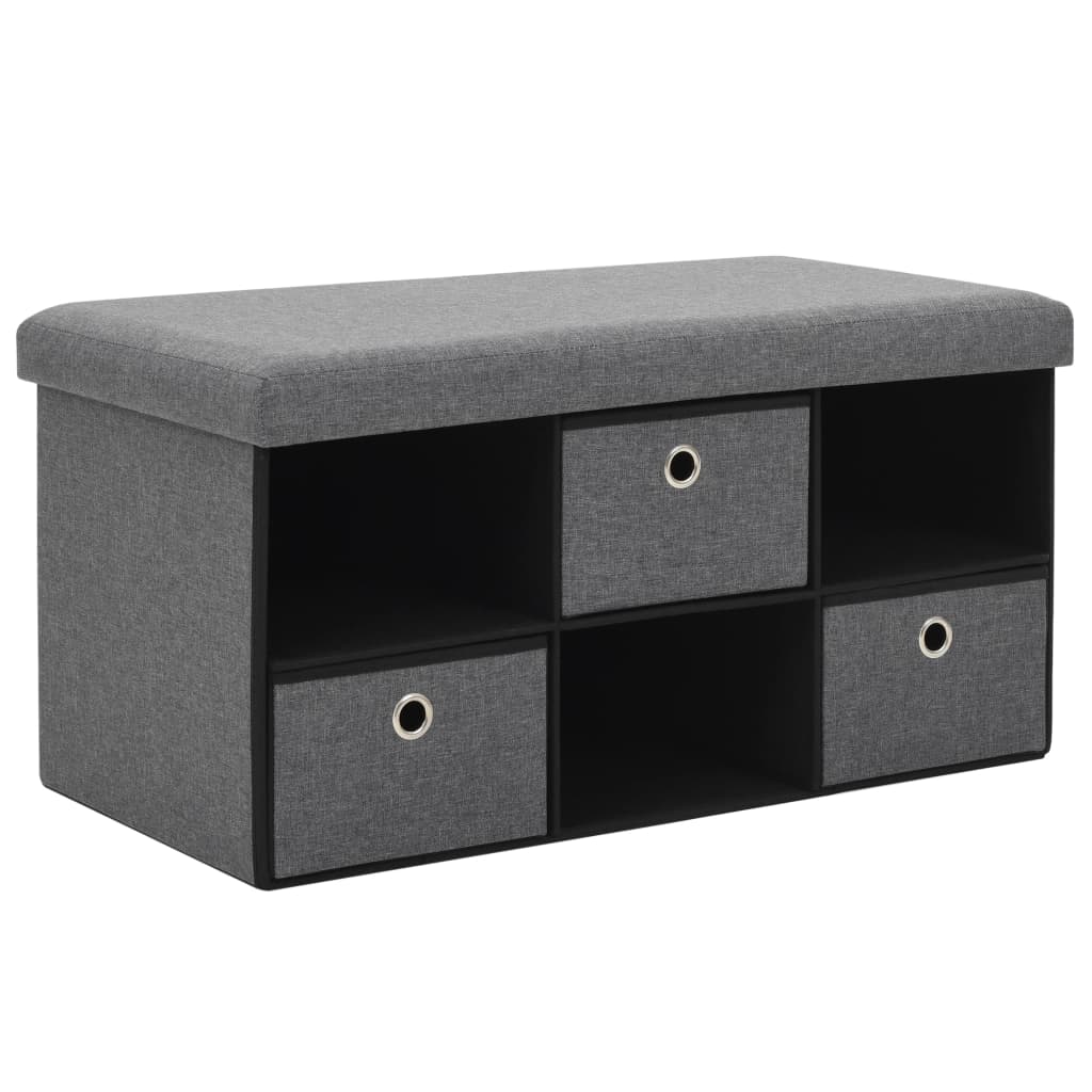 Faltbare Sitzbank Leinenoptik 76×38×38 cm Dunkelgrau